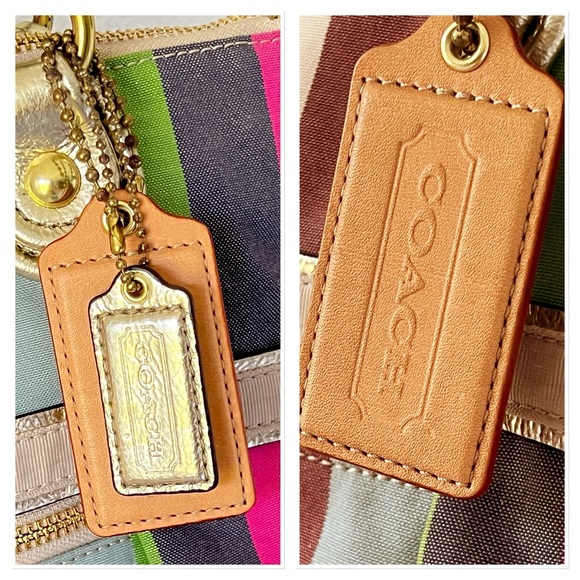 Coach Poppy Legacy Stripe Sequins Colorful Glam Tote 19021 - Picture 14 of 17